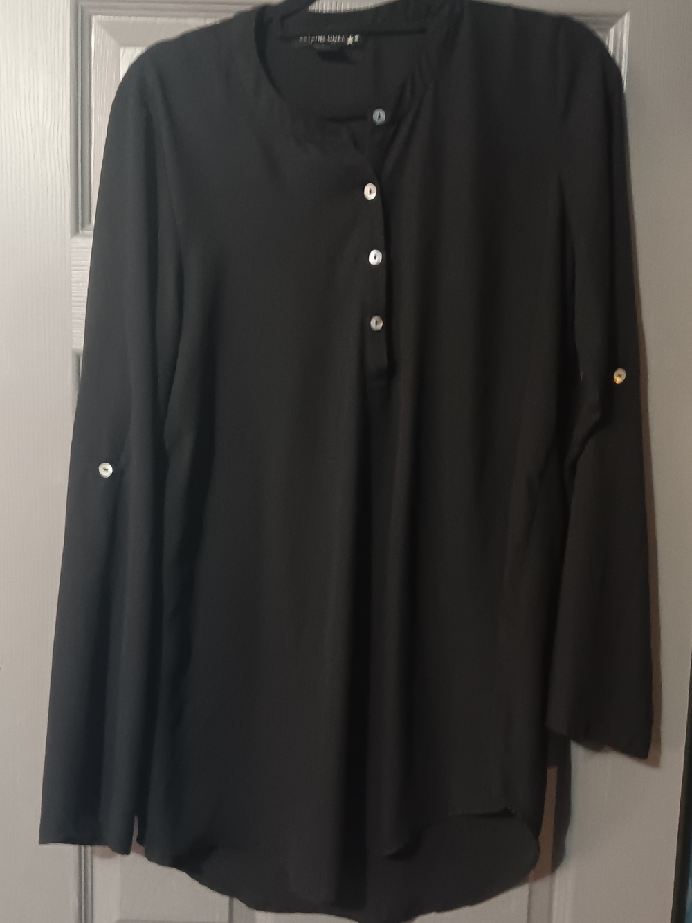 living doll Black Long-Sleeve Casual Button-Front Shirt